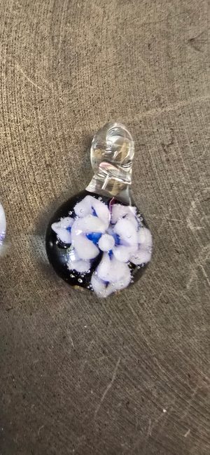 Butterwort Pink Petal Glass Pendant (~0.75" Diameter)