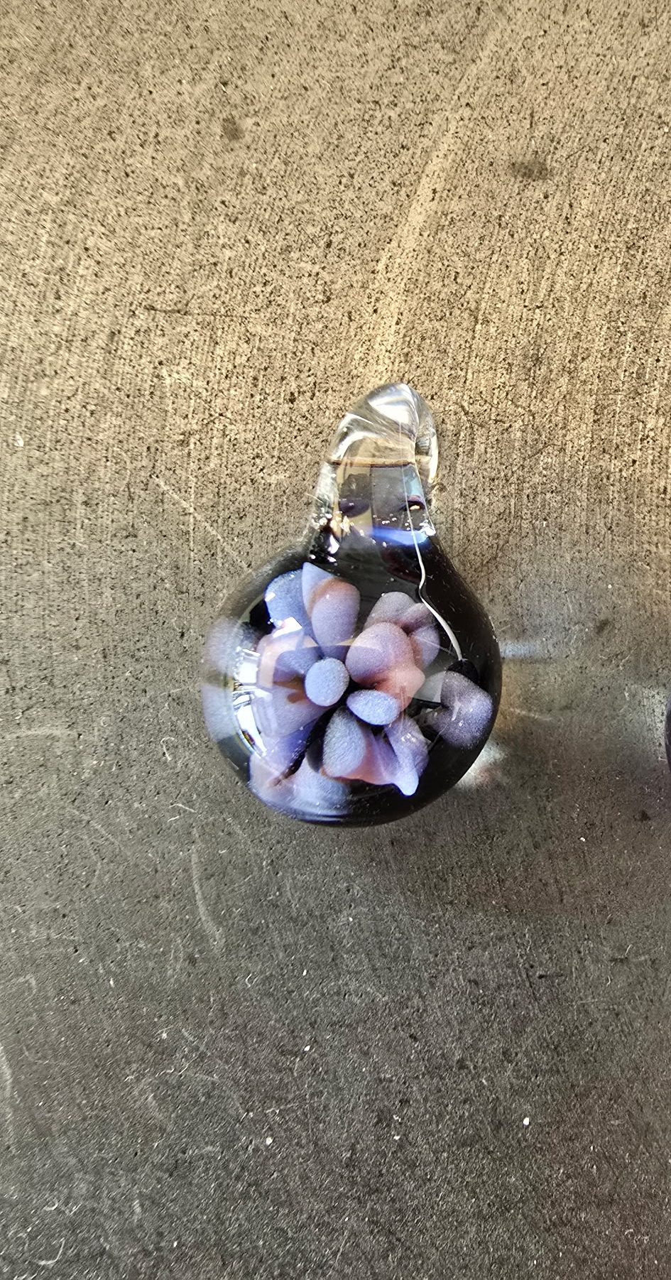 Butterwort Royal Purple Glass Pendant (~0.75" Diameter)