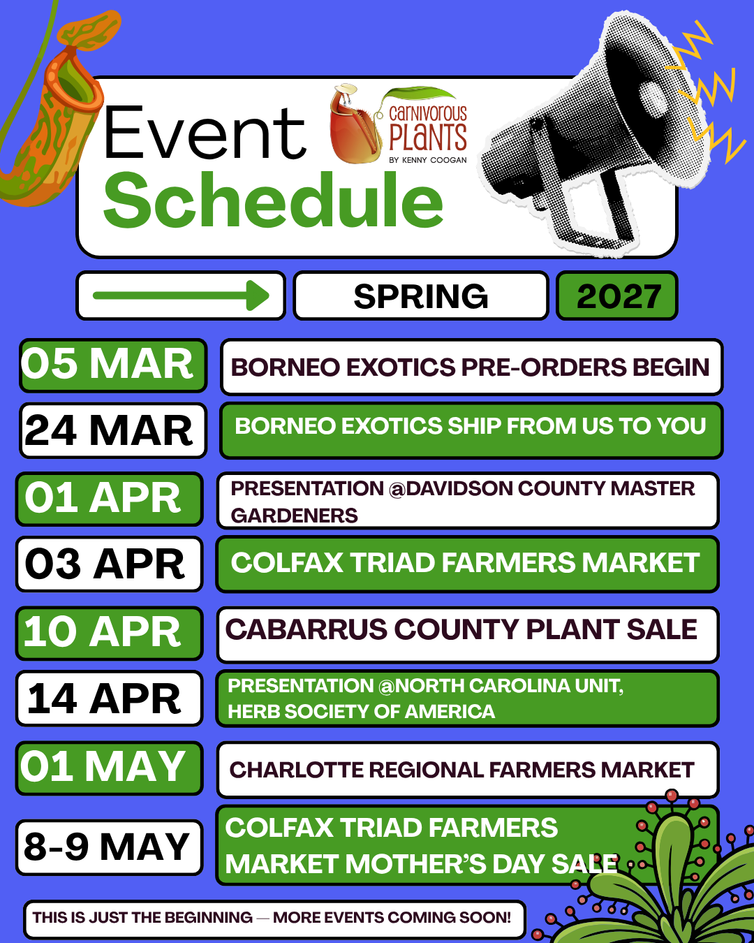 Carnivorous plant events spring 2027